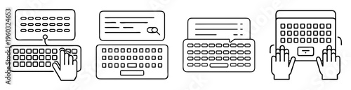 Different user interfaces and keyboard interactions with a hand and fingers