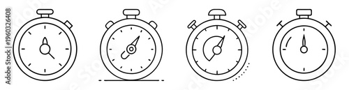 Collection of stopwatch icons illustrating various stages of time progression and tracking