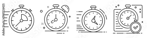 Collection of stopwatch and timer outline vector icons set for design