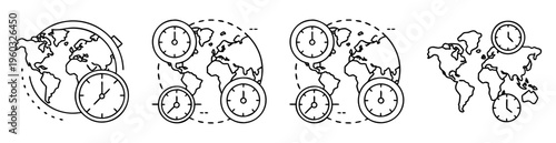 World Time Zones, Showing Different Times Across Multiple Locations on Earth
