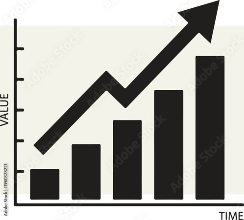 Black Bar Graph with Arrow.