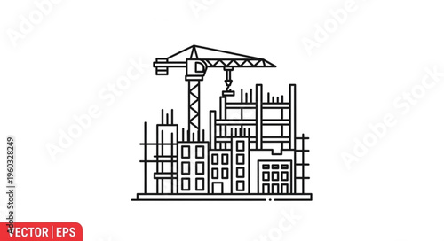 Construction site with crane building new high rise structures in progress.