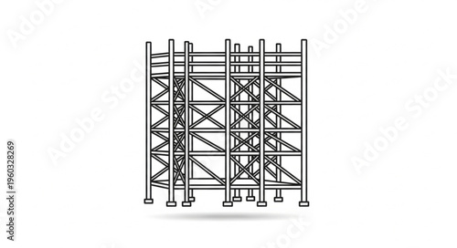 Detailed illustration of a construction scaffolding structure, ready for building projects.