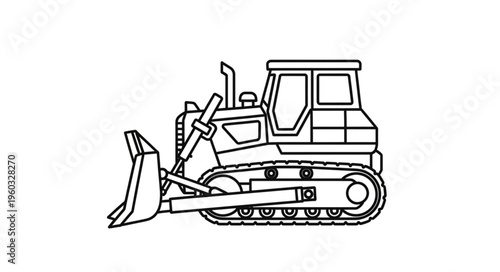 Detailed illustration of a bulldozer, showcasing its construction and design features.