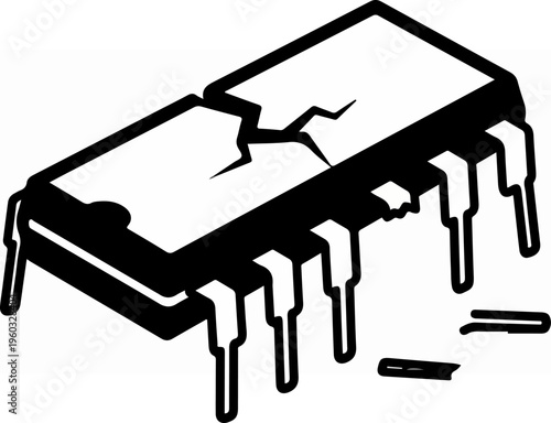 Broken Microchip Electronic Component.