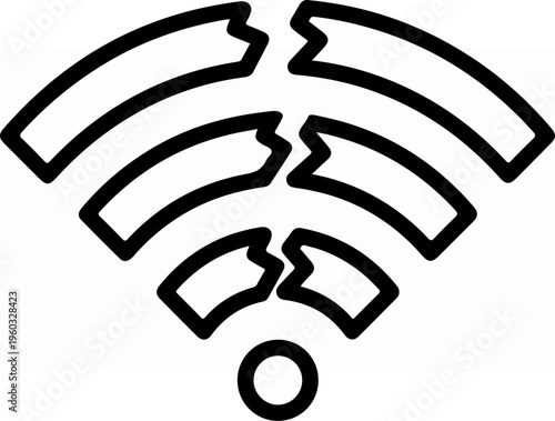 Broken WiFi Signal Icon Symbol.