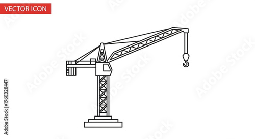 Construction crane vector illustration, a symbol of building and industry, isolated on white background.