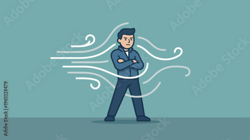 Businessman with swirling lines around.