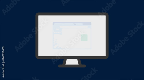 Computer monitor on dark background.