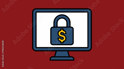 Computer screen with padlock symbol.