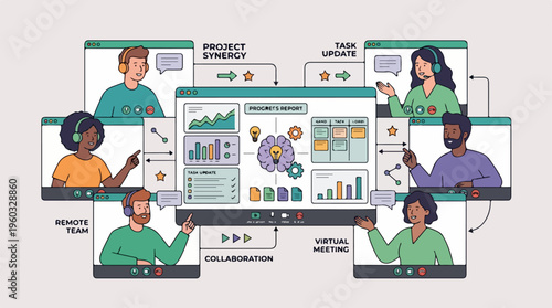 Diverse People Virtual Meeting Online.