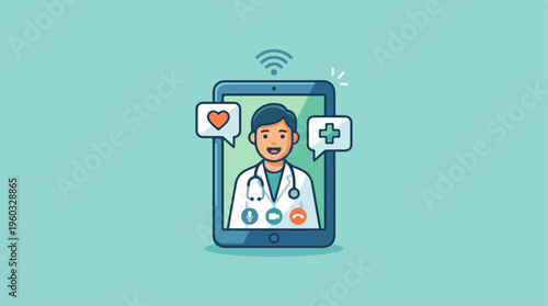Doctor on mobile phone screen.