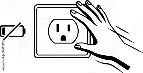 Hand Approaching Electrical Outlet.