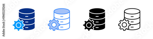 Data Processing Multiple Style Icon Set Vector 