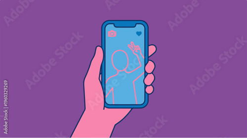 Hand holding a smartphone device.