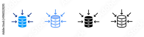 Data Aggregation Multiple Style Icon Set Vector 