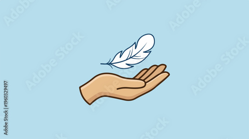Hand Holding White Feather.