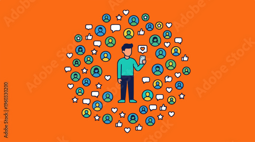 Man surrounded by social media.