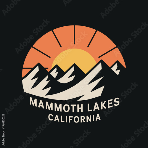 Mammoth lakes california mountain landscape with sun setting vector graphic