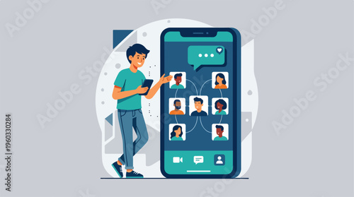 Man using large smartphone device.