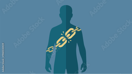 Man with broken chain link.