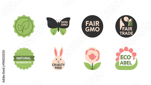 Sustainable Product Labels: Natural, Organic, Non-GMO, Fair Trade, Cruelty-Free & Eco-Friendly Icons