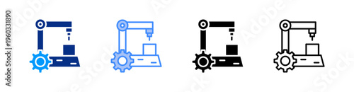Machine Multiple Style Icon Set Vector 