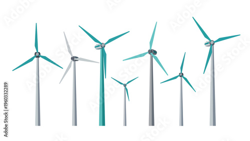 Modern Wind Turbines Set for Renewable Green Energy Generation