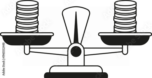 Scales with Stacked Coins.