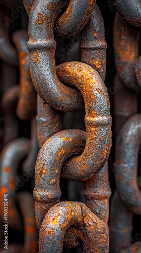 Close-up of rusty metal chain links