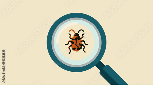Tick under magnifying glass closeup.