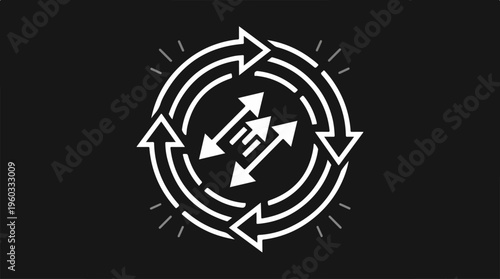 White arrows in circular motion.