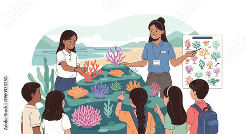 Marine Biology Class Explores Coral Reef Ecosystem Interactive Learning Outdoors