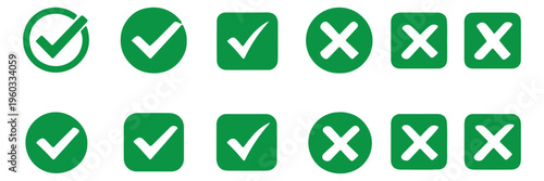 Check mark icon set. Check box icon with right and wrong buttons vector illustration