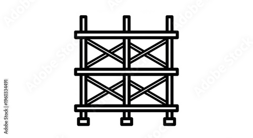 Detailed illustration of a scaffolding structure used for construction purposes, safety.