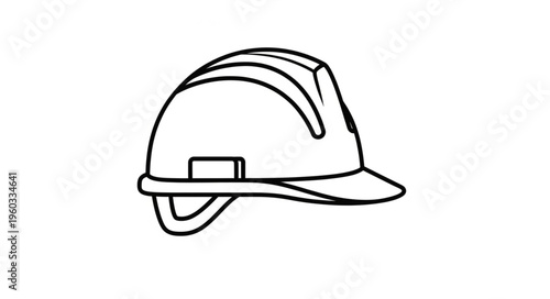 Safety helmet illustration - A detailed outline of a construction hard hat, essential for worker protection.