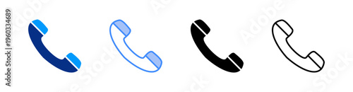 Telephone Multiple Style Icon Set Vector 