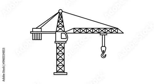 Detailed illustration of a construction crane, perfect for industrial projects and designs.