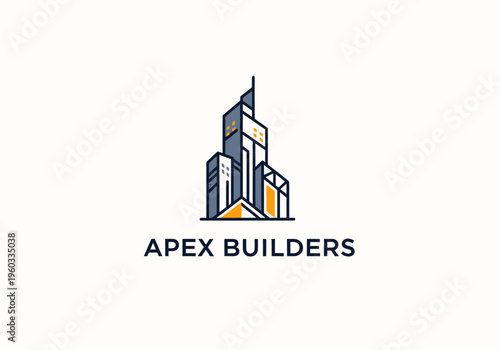 Modern geometric skyscraper logo for Apex Builders, representing architectural excellence and urban development