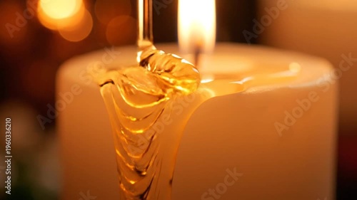Softly melting candle drip: warm relaxing glow and gentle flicker