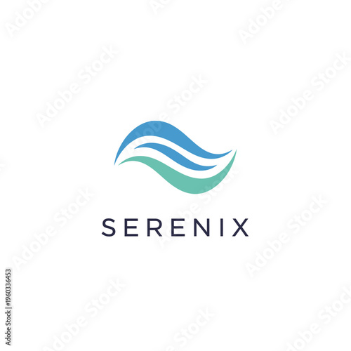 Free Download Serenex A modern and elegant logo featuring flowing waves in blue and green, perfect for wellness and spa brands - GFXLoad