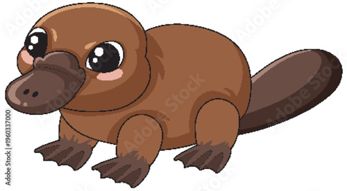 Cute Cartoon Platypus Vector Illustration Isolated on White Background