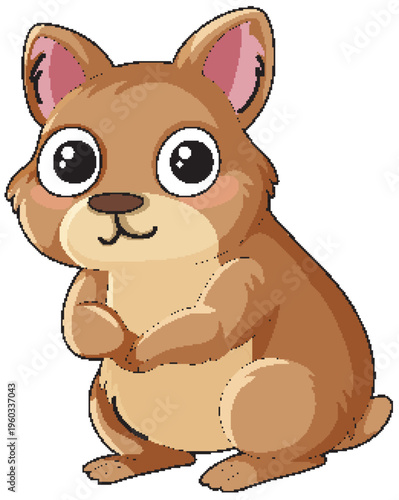 Cute Brown Quokka Vector Illustration Isolated on White Background
