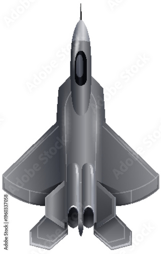 Top View Vector Illustration of a Modern Stealth Fighter Jet