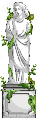 Marble Woman Statue Overgrown with Green Vines