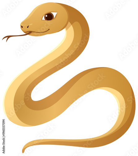 Cute Golden Snake Vector Illustration Representing the Chinese Zodiac Sign