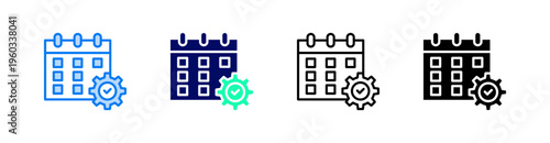 Schedule Multiple Style Icon Set Vector 