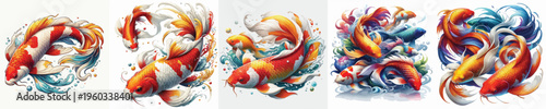  vector image of colorful koi fish on a white background