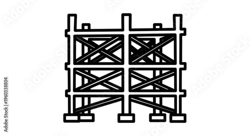 Detailed illustration of a sturdy scaffolding structure, ready for construction work.