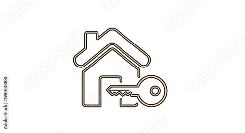 House and Key Icon - Symbolizing Home, Security, and Real Estate Concepts.